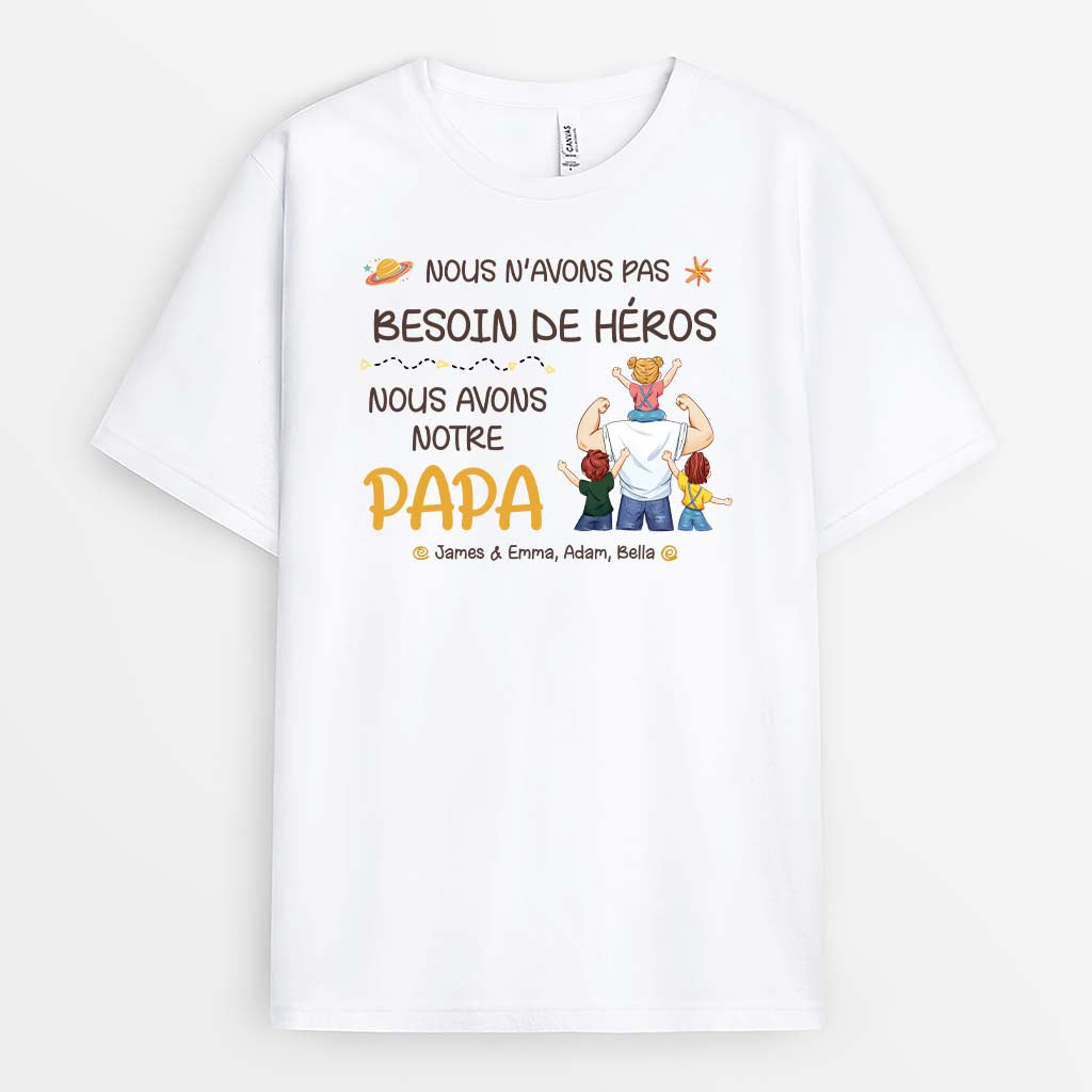 2870AFR2 jai mon papa heros t shirt super papa personnalise