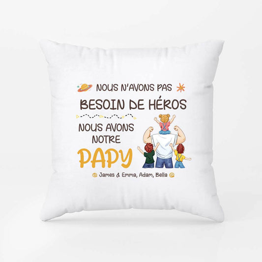 2870PFR1 jai mon papa heros coussin super papa personnalise