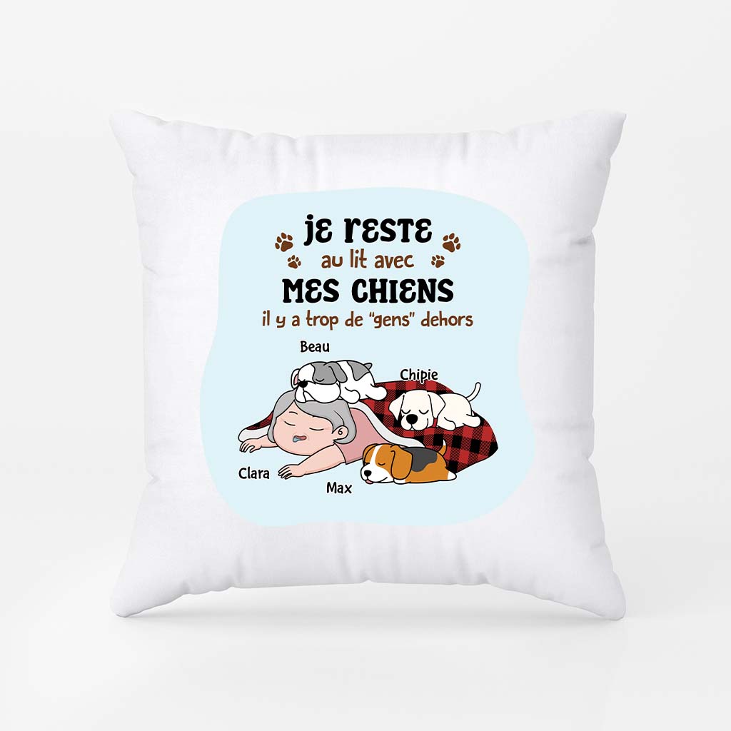 2881PFR1 jaime rester dans mon lit avec mes chiens coussin chien original