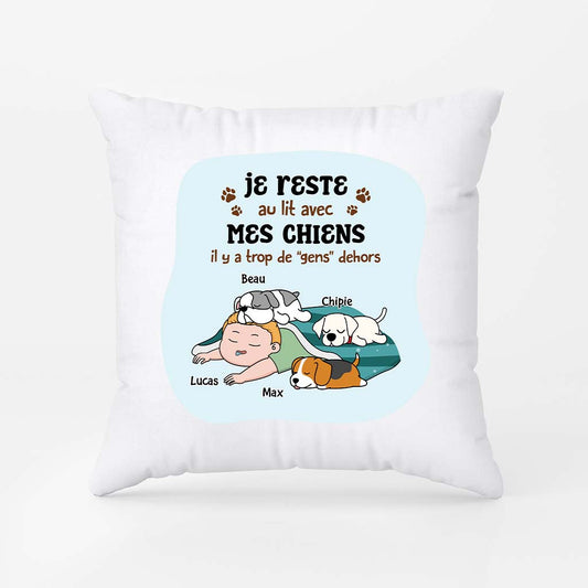 2881PFR2 jaime rester dans mon lit avec mes chiens coussin chien original