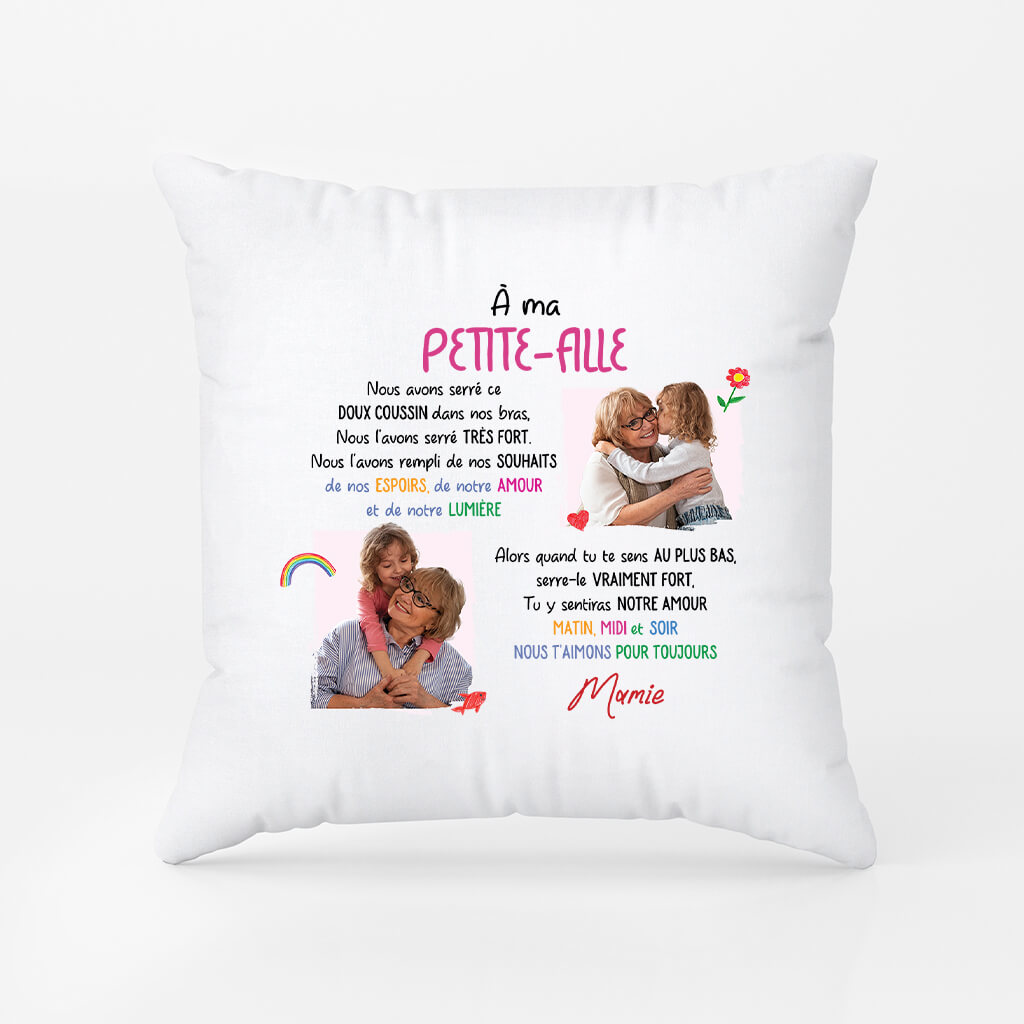 2887PFR1 a ma petite fille a mon petit fils avec photo coussin pour enfant personnalise