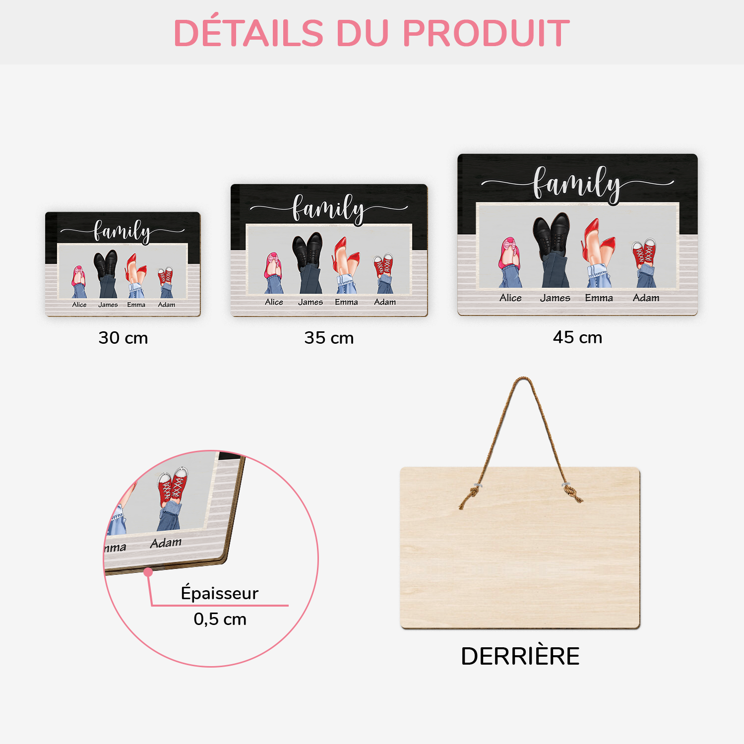 2894QFR3 plaque en bois personnalisee nos chaussures famille 2894qtv7b_30566db9 30d4 445f a5d2 191ac9385e45