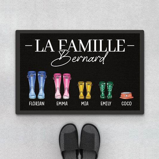 2896DFR1 famille avec des bottes paillasson personnalise famille