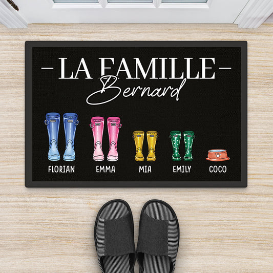 2896DFR2 famille avec des bottes paillasson personnalise famille