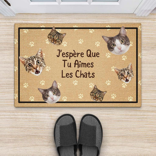 2901DFR2 jespere que tu aimes les chats avec visages paillasson personnalise avec chat