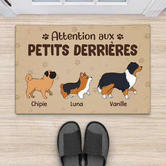 2902DFR2 attention aux petits derrieres version chiens paillasson chien personnalisable