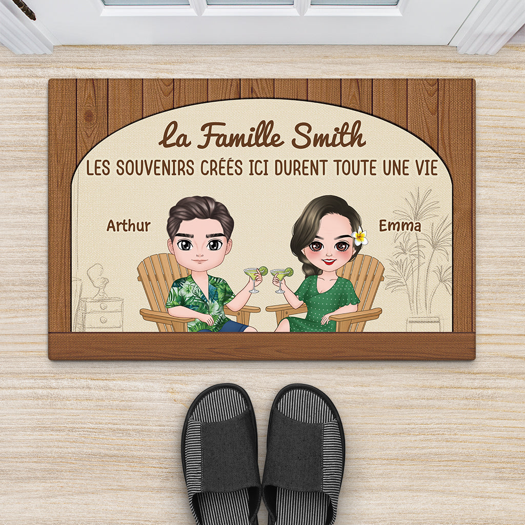 2905DFR2 les souvenirs crees ici durent toute une vie paillasson couple personnalise