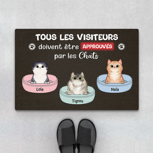 2913DFR1 tous les visiteurs doivent approuves par les chats mignons tapis personnalise avec chat