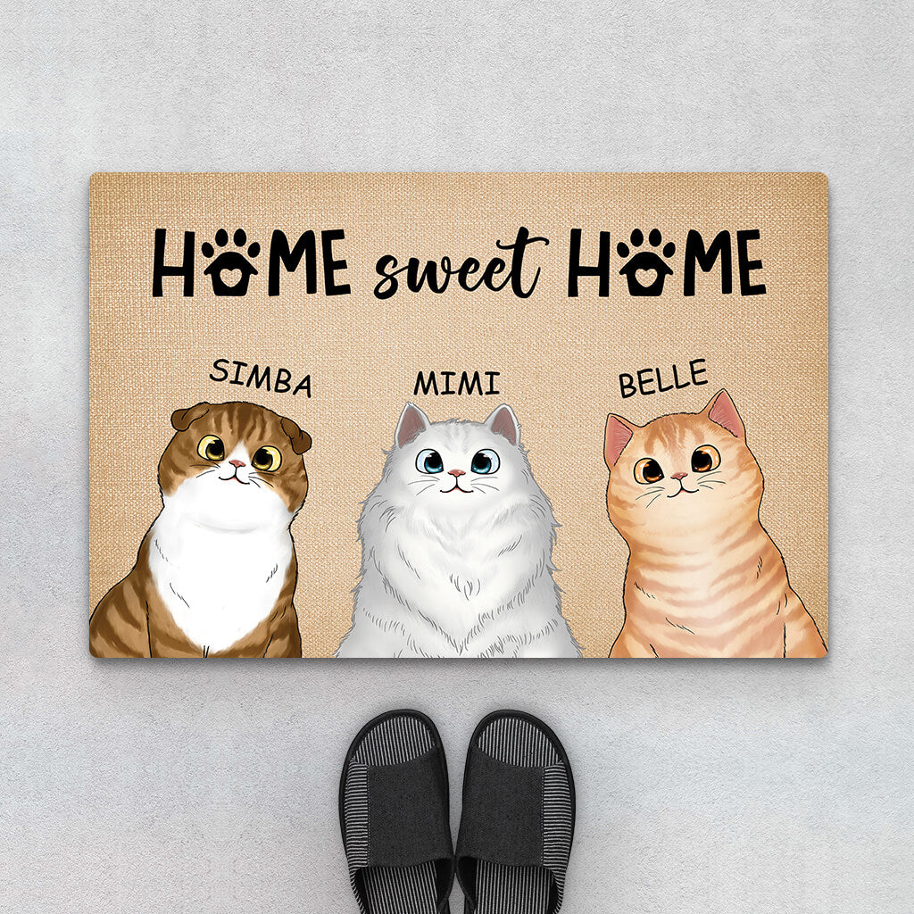 2916DFR1 home sweet home version chats paillasson personnalise animaux chat