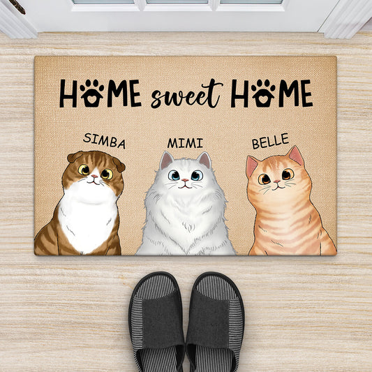 2916DFR2 home sweet home version chats paillasson personnalise animaux chat