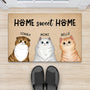 2916DFR2 home sweet home version chats paillasson personnalise animaux chat