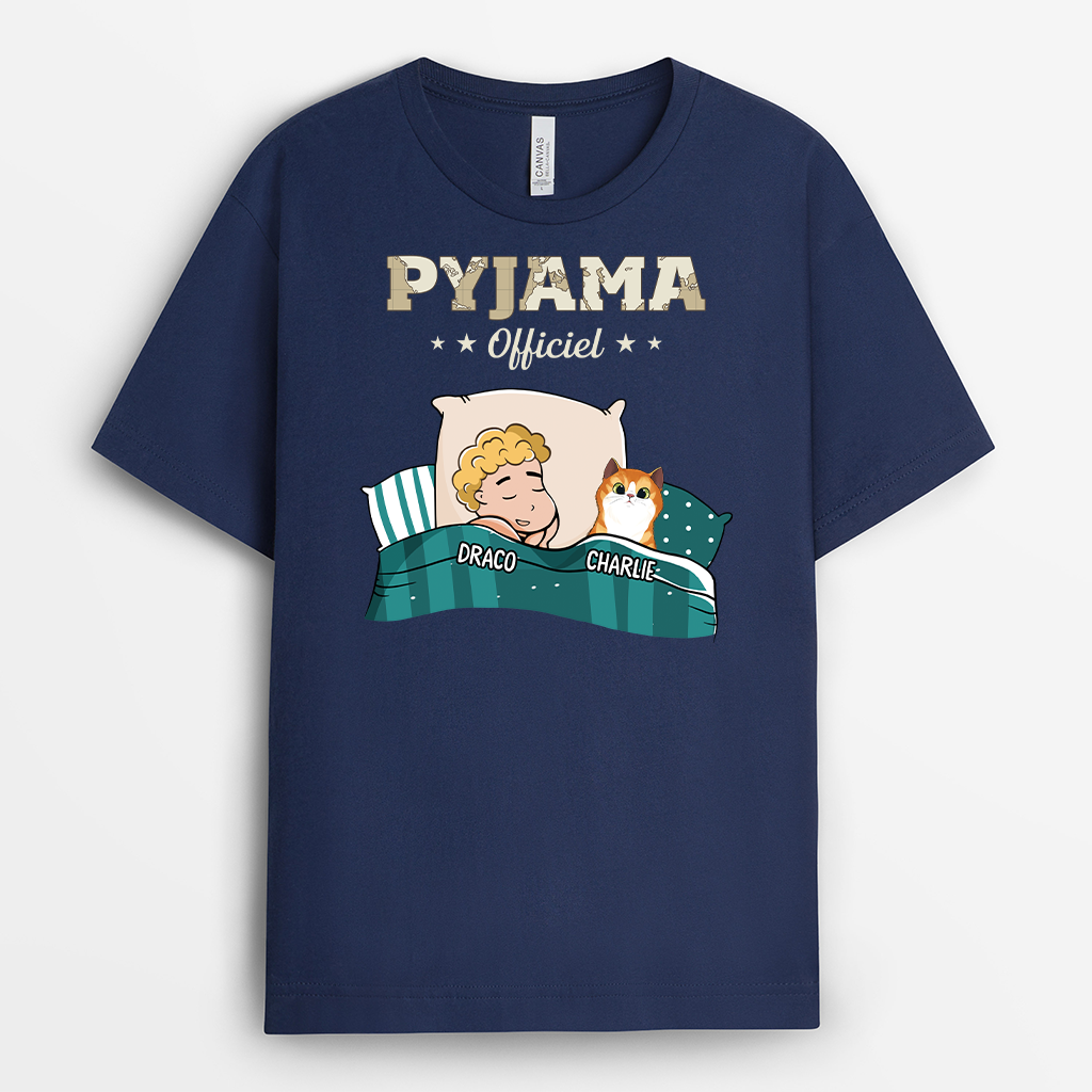 2917AFR2 pyjama officiel avec chat version sombre tee shirt chat personnalise_298bd97f 6c9f 4445 b20a 25e7bd0bc006