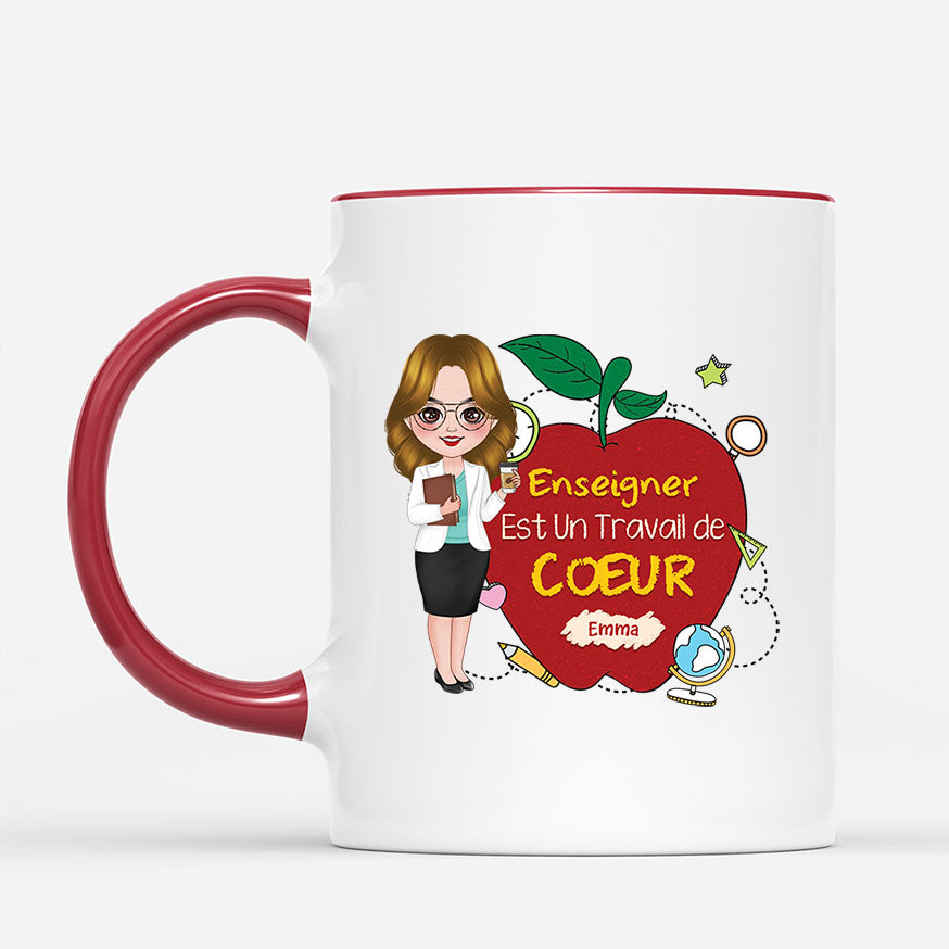 2922MFR2 enseigner est un travail de coeur mug maitresse personnalise