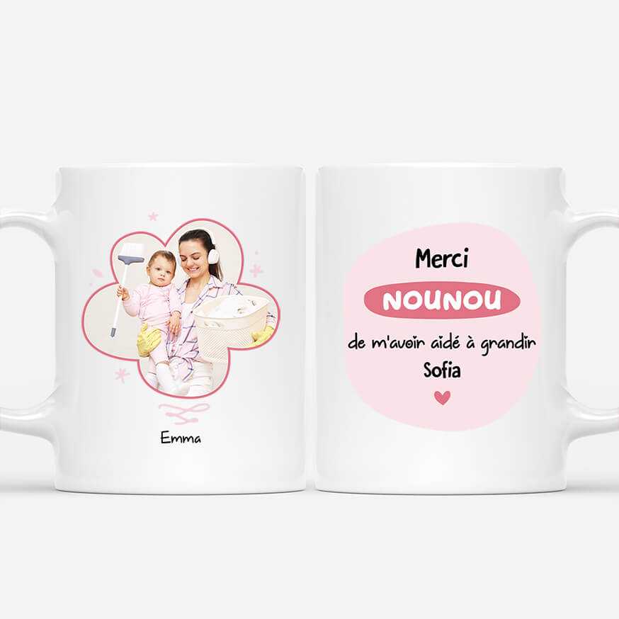 2925MFR1 merci nounou de mavoir fait grandir avec photo mug personnalise pour nounou