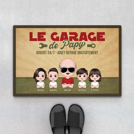 2927DFR1 le garage de papy jouet repare gratuitement paillasson personnalise pour papy