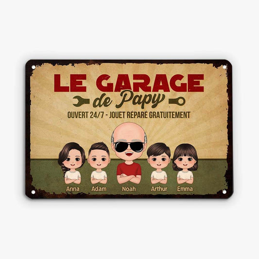 2927EFR1 le garage de papy jouet repare gratuitement plaque en metal personnalisee pour papy