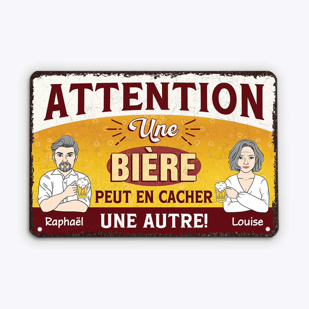 2932EFR1 une biere peut en cacher une autre plaque de porte humour