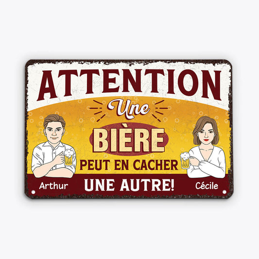 2932EFR2 une biere peut en cacher une autre plaque de porte humour