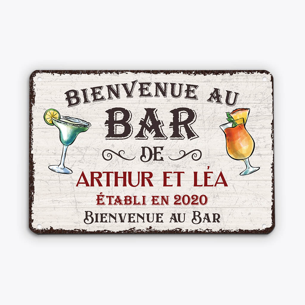 2933EFR1 bienvenue au bar personne ne sort sobre plaque de porte personnalisable