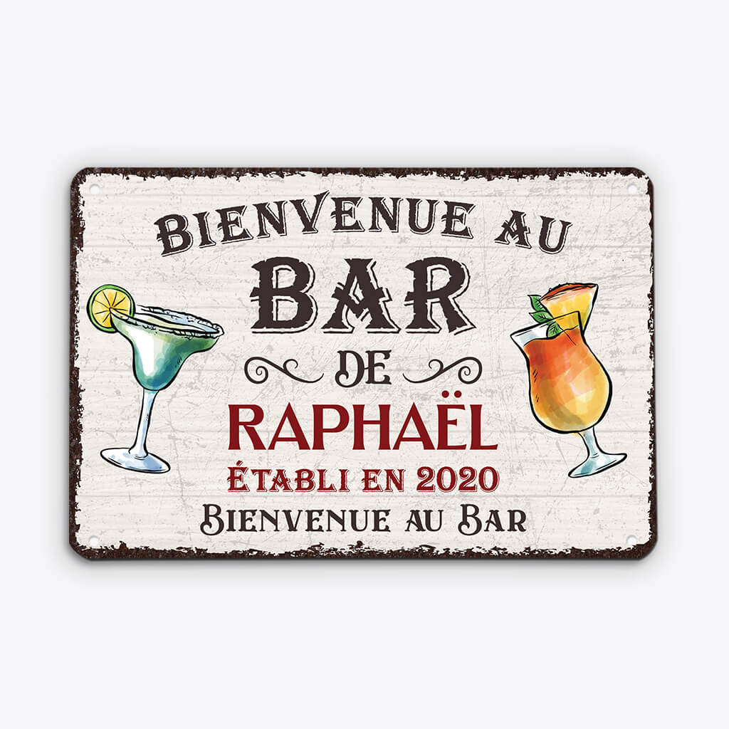 2933EFR2 bienvenue au bar personne ne sort sobre plaque de porte personnalisable