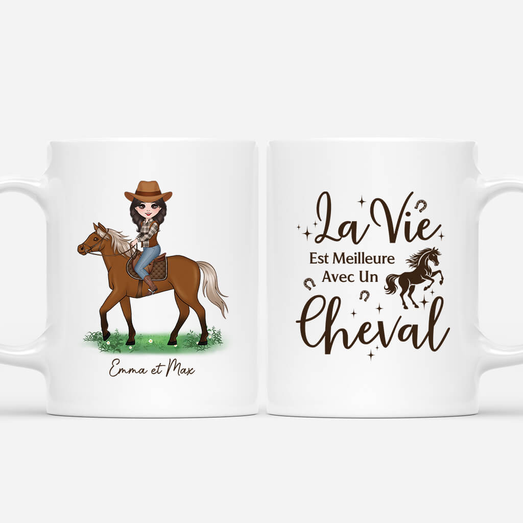 2935MFR1 la vie est meilleure avec un cheval tasse personnalisee animaux