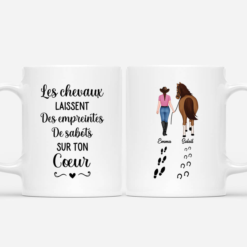 2938MFR1 les chevaux laissent des empreintes de sabots mug personnalise avec animaux