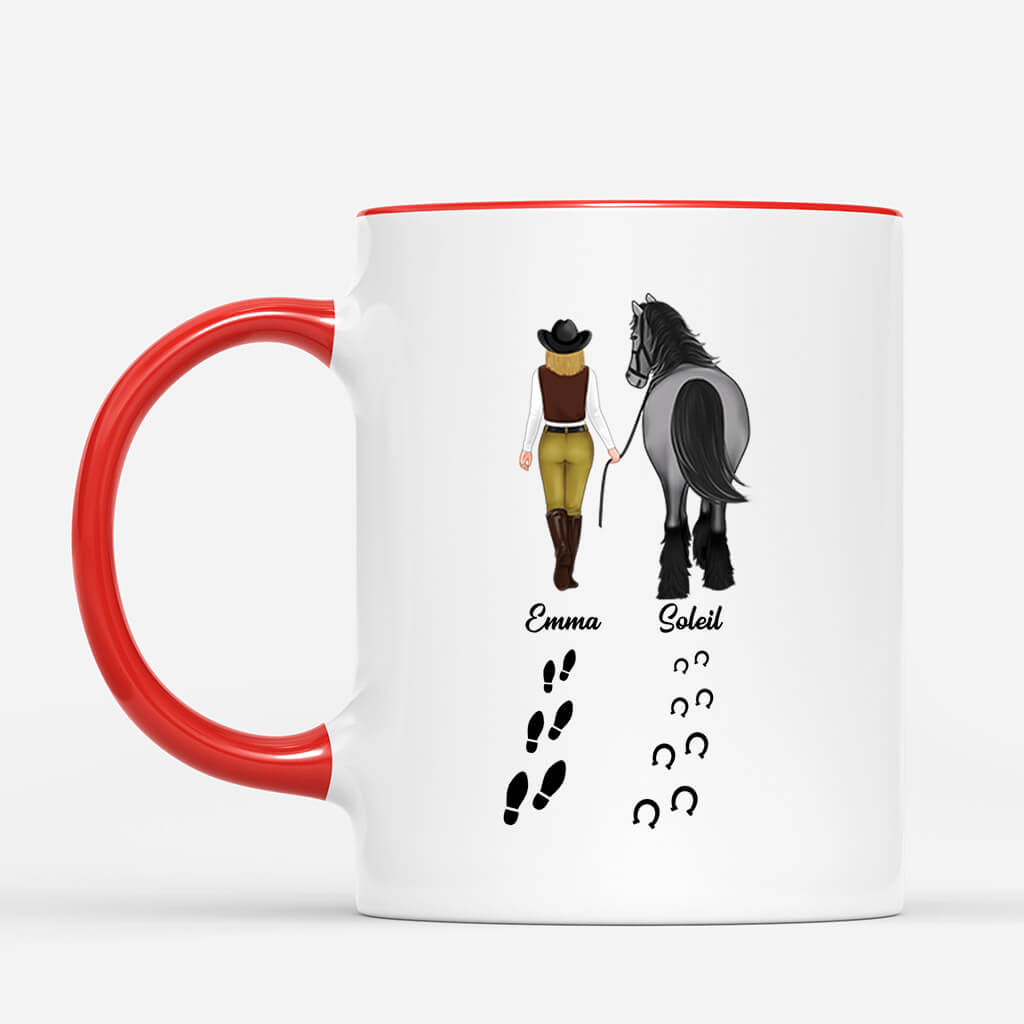 2938MFR3 les chevaux laissent des empreintes de sabots mug personnalise avec animaux