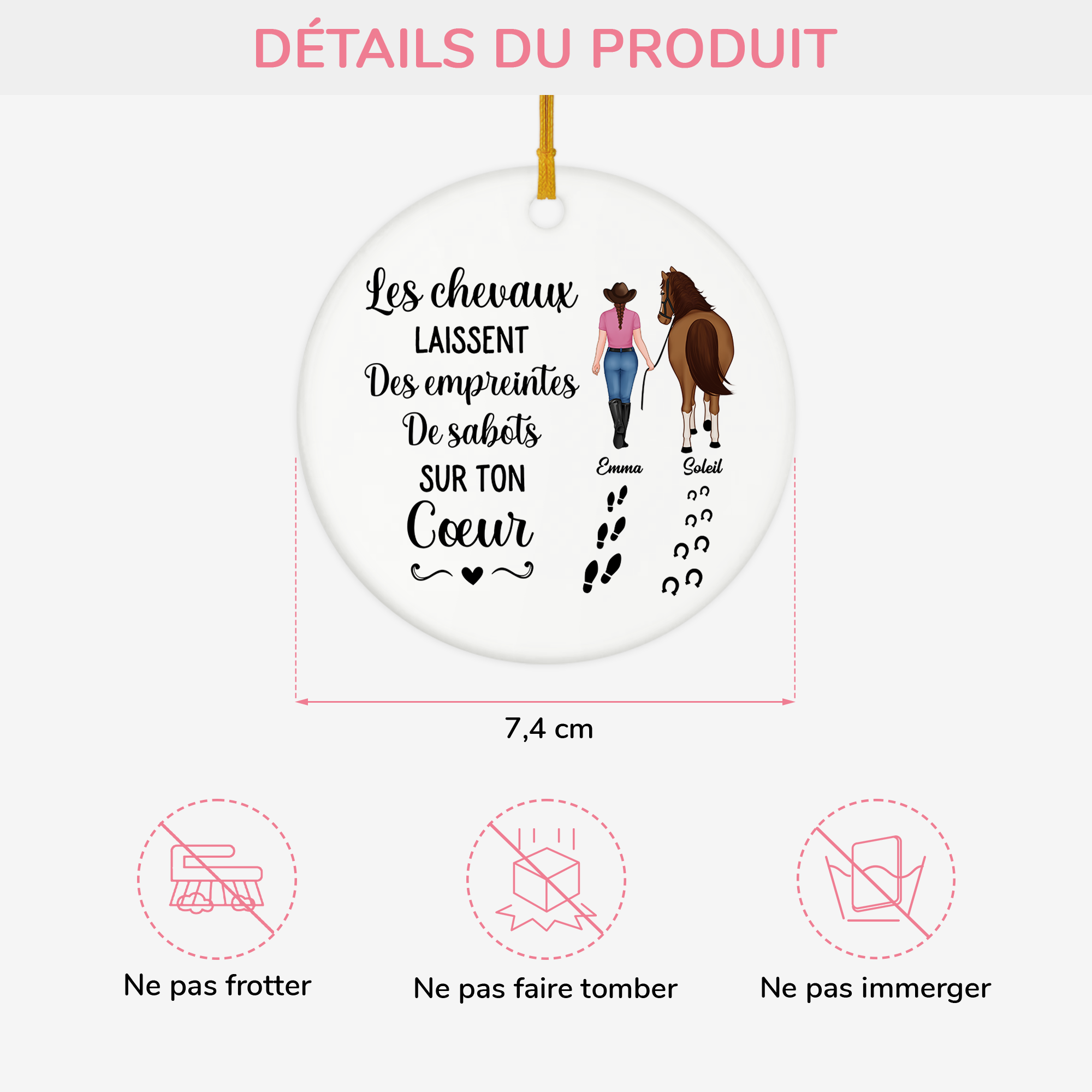 2938OFR3 ornement noel ceramique personnalise les chevaux laissent des empreintes de sabots 2938o6u7u