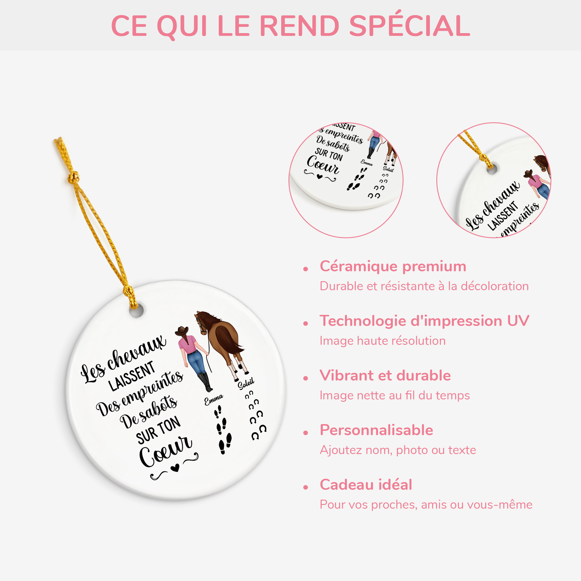 2938OFR4 ornement noel ceramique personnalise les chevaux laissent des empreintes de sabots 2938o6u7u