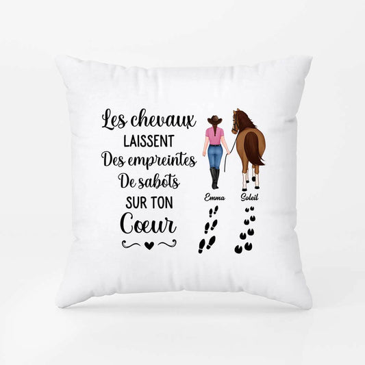 2938PFR1 les chevaux laissent des empreintes de sabots coussin personnalise animaux