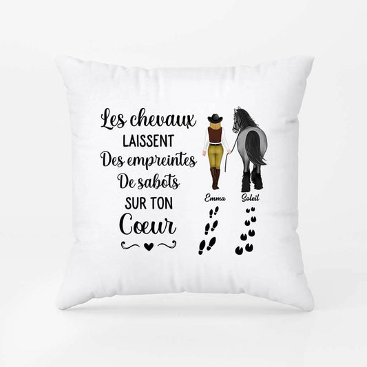 2938PFR2 les chevaux laissent des empreintes de sabots coussin personnalise animaux