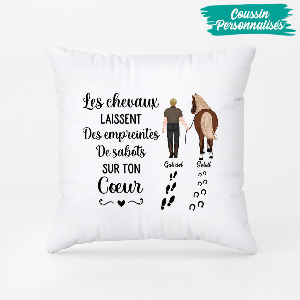 2938PFR2 les chevaux laissent des empreintes de sabots version homme coussin animaux personnalise