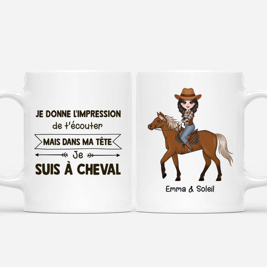 2949MFR1 dans ma tete je suis a cheval mug original femme