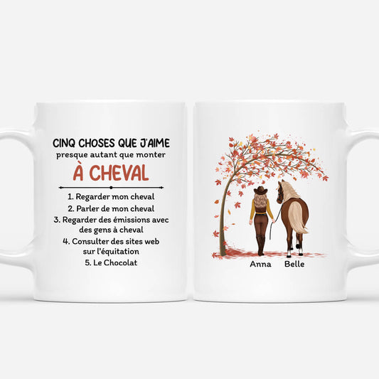 2950MFR1 cinq choses que jaime autant que monter a cheval mug personnalise femme