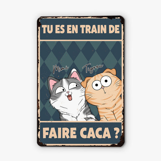 2951EFR1 tu es en train de faire caca version chats plaque de porte personnalisee