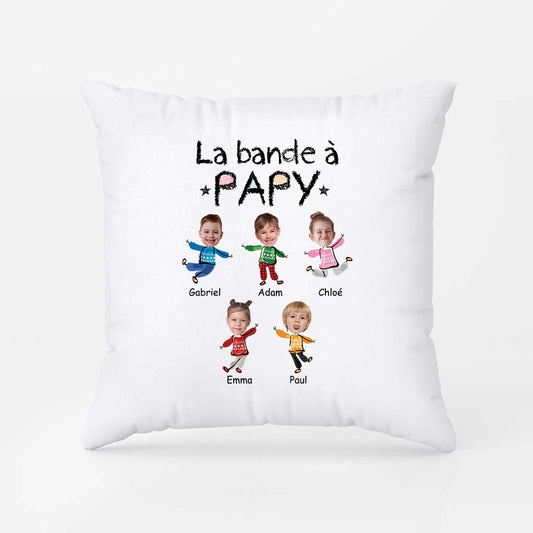 2961PFR2 la bande a papy version noel avec visages coussin papy personnalise pour noel