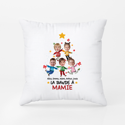2964PFR1 la bande a mamie version sapin de noel avec visages coussin mamie personnalisable