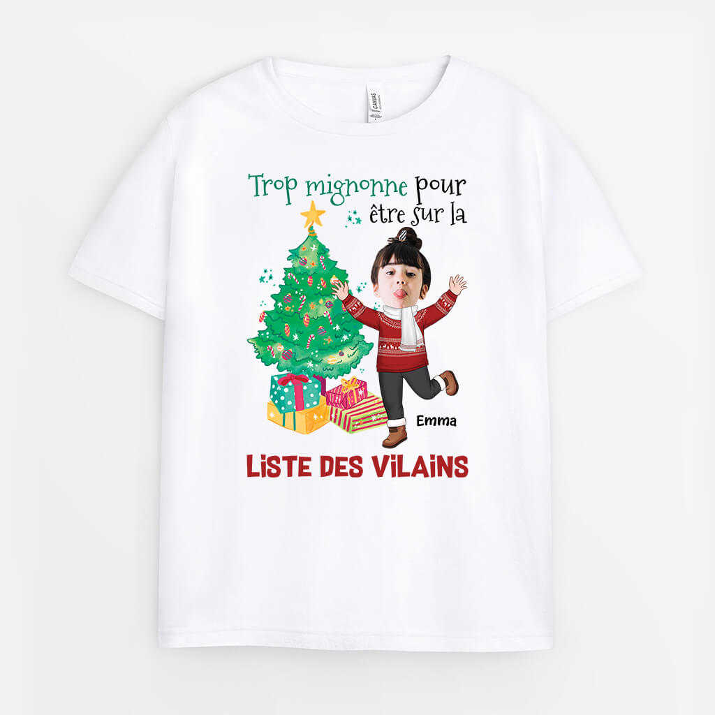 2965AFR1 trop mignon_ne_ pour etre sur la liste des vilains t shirt pour enfant personnalise