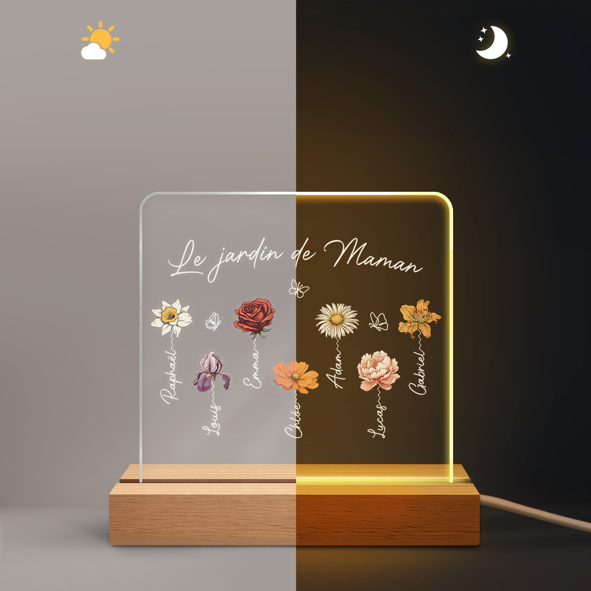 2966LFR2 veilleuse personnalisable_ avec fleur le jardin de mamie maman 2966l8f5a