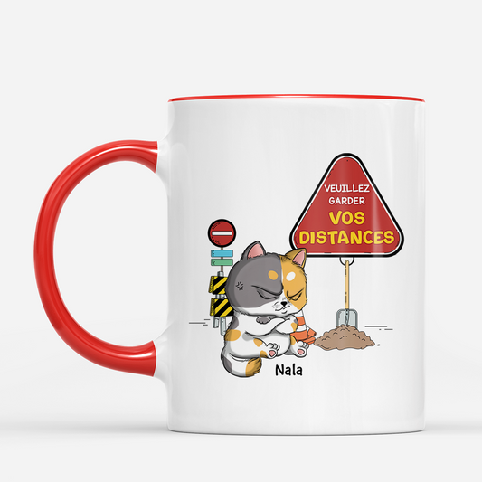2967MFR2 veuillez garder vos distances version chat tasse avec chats
