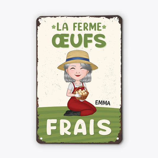 2974EFR1 oeufs frais de la ferme plaque personnalisee famille