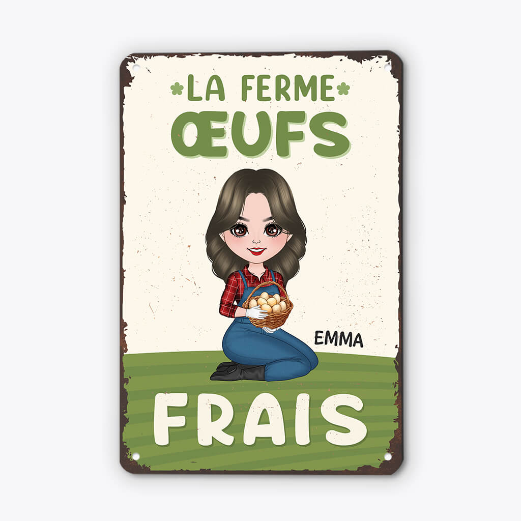 2974EFR2 oeufs frais de la ferme plaque personnalisee famille