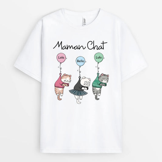 2975AFR1 maman chats aux ballons t shirt personnalise chat