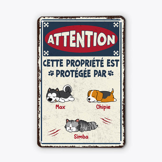 2984EFR1 cette propriete est protegee par les chiens plaque personnalisable avec chien