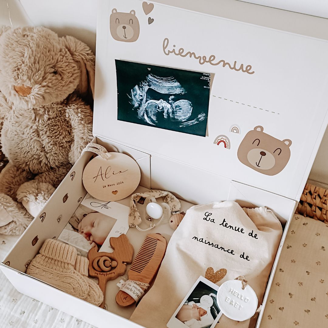 Coffret de naissance en bois (boîte à souvenirs)