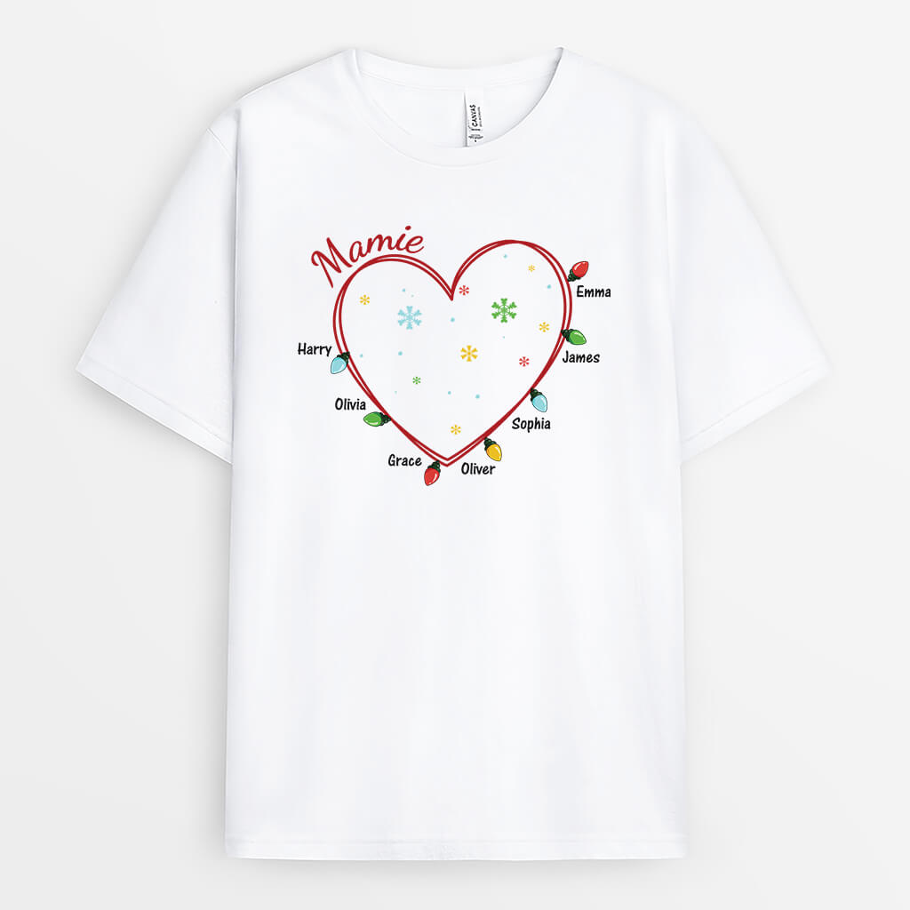 3017AFR1 mamie version lumieres de noel t shirt mamie personnalisable