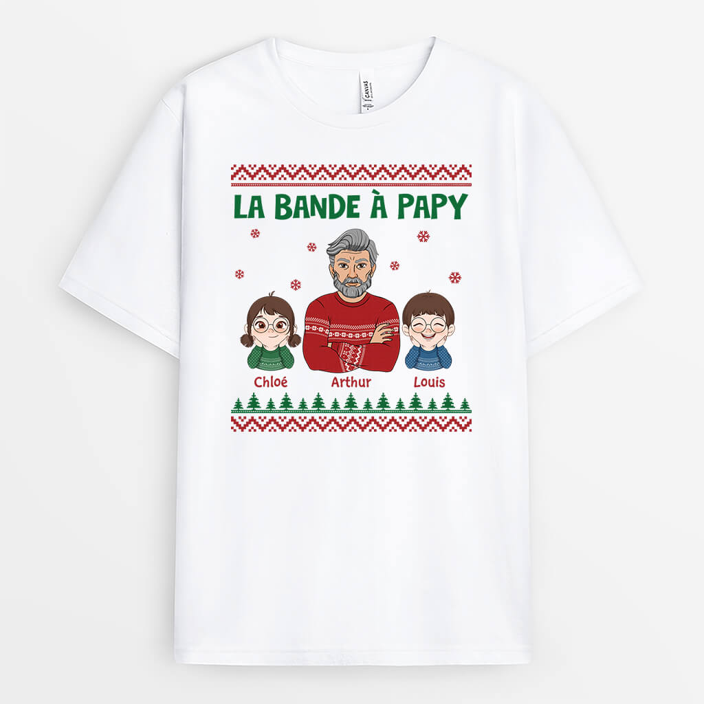 3023AFR1 la bande a papy cool motifs de noel t shirt papy personnalise