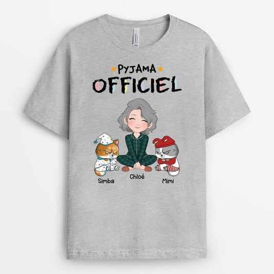 3034AFR2 pyjama officiel simple version chats en colere tee shirt chat personnalise