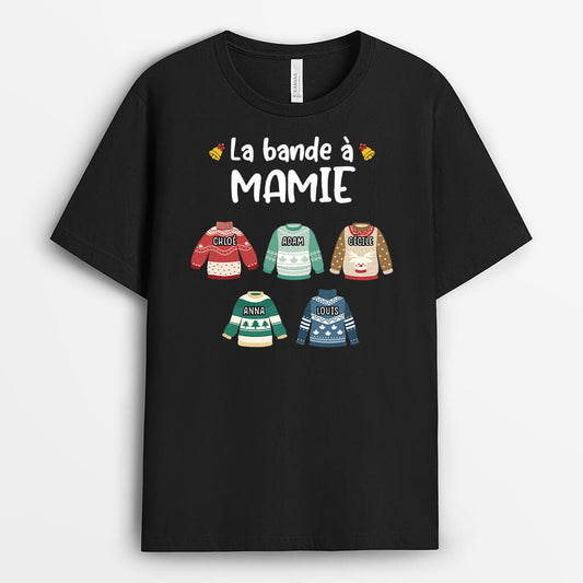 3037AFR1 la bande a mamie version pull de noel tee shirt grand mere pour noel