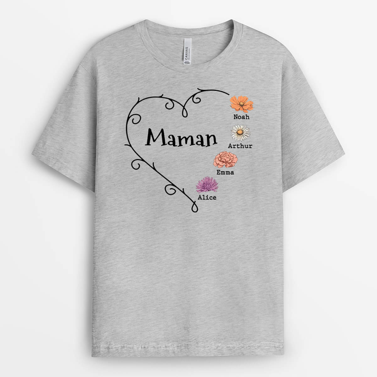 3043AFR1 mamie florale version retro teeshirt personnalise pour mamie